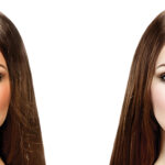 Spray-Tanning Frau vorher/nachher